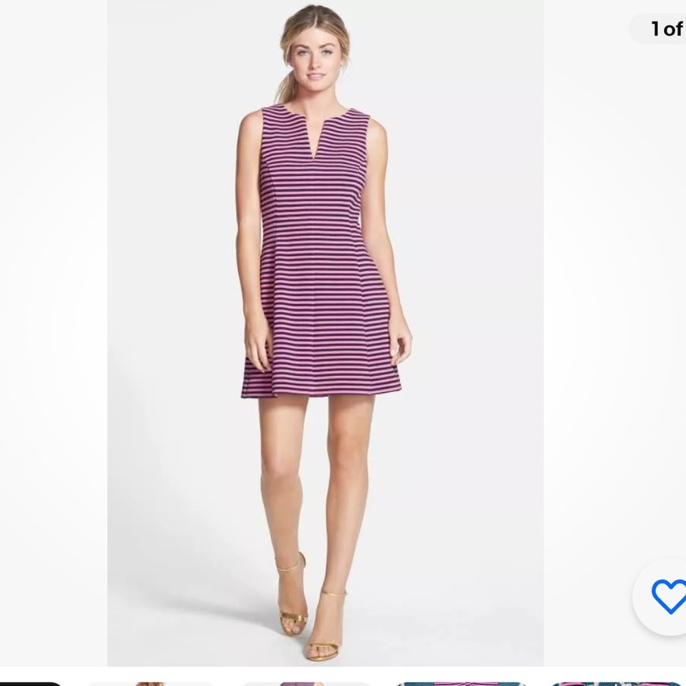 Lilly Pulitzer Brielle‎ Sleeveless Fit & Flare Striped Dress Pink Small